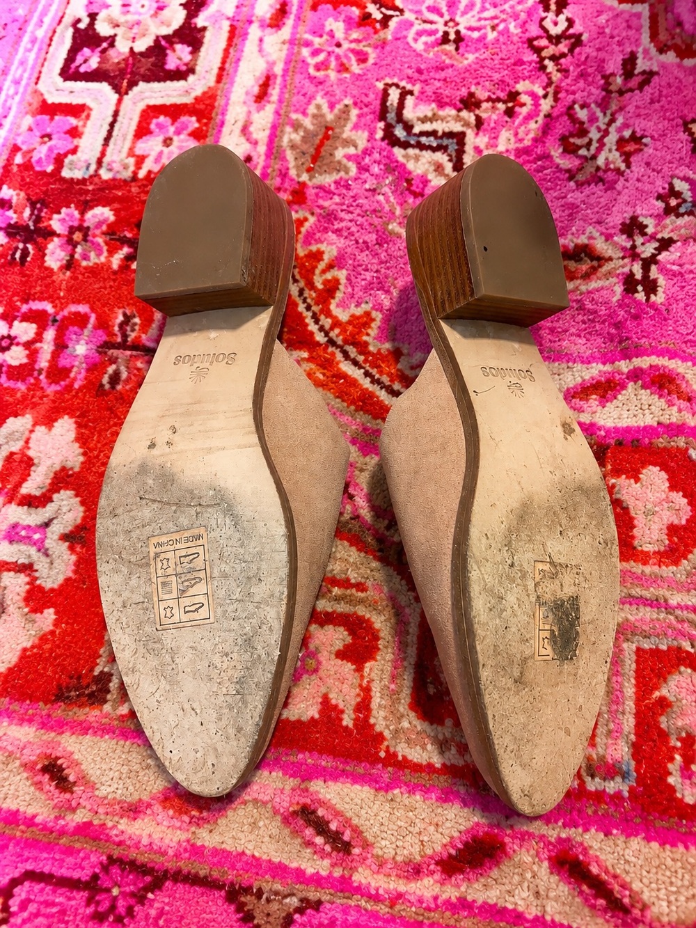 Soludos Blush Pink Suede Western Mules SIZE 11 Boho Chic Minimalist Staple 💕🎀 - Picture 2 of 2